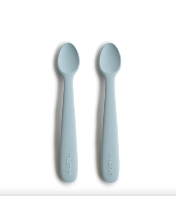 Mushie Silicone Feeding Spoon - Cambridge Blue / Shifting Sand