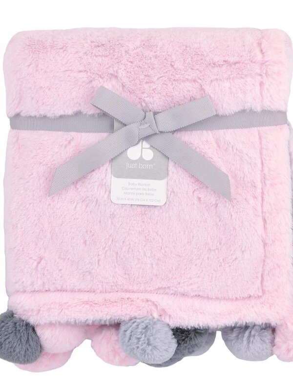 Gerber Just Born Baby Cuddle Plush Pom Pom Blanket - Pink