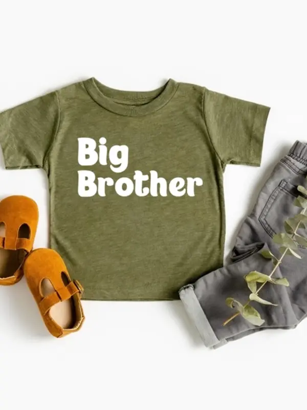 Claire + Bella Big Brother Sibling Tee - Olive