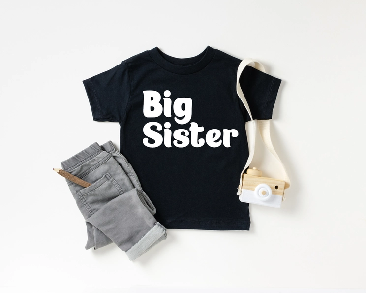 Big Sister Sibling Tee - Black