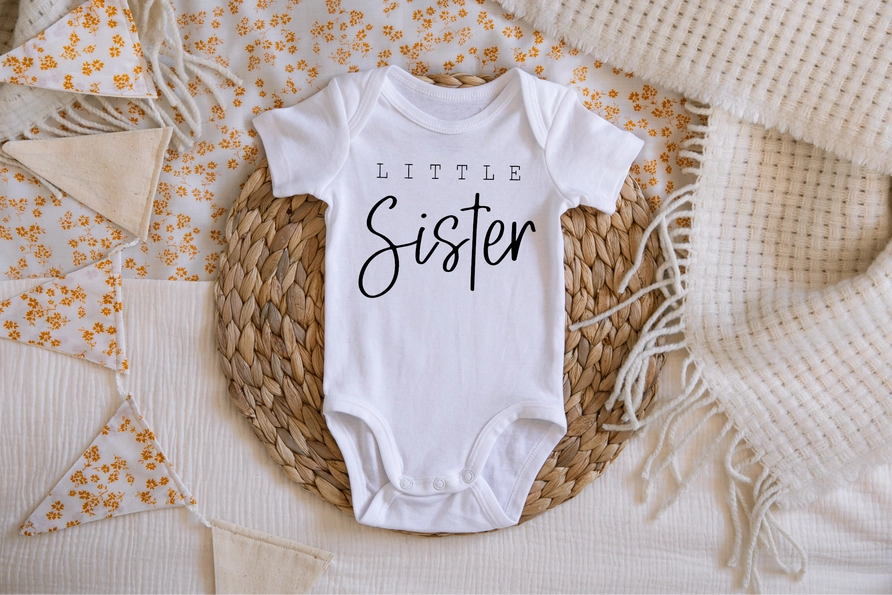 Little Sister Gender Reveal Onesie NB