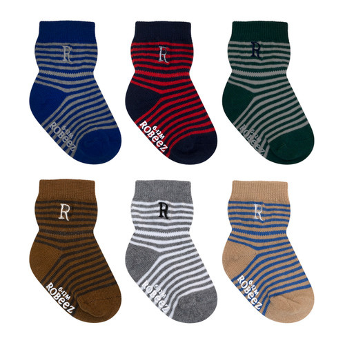 Robeez 6pk Socks - Striped Monograms