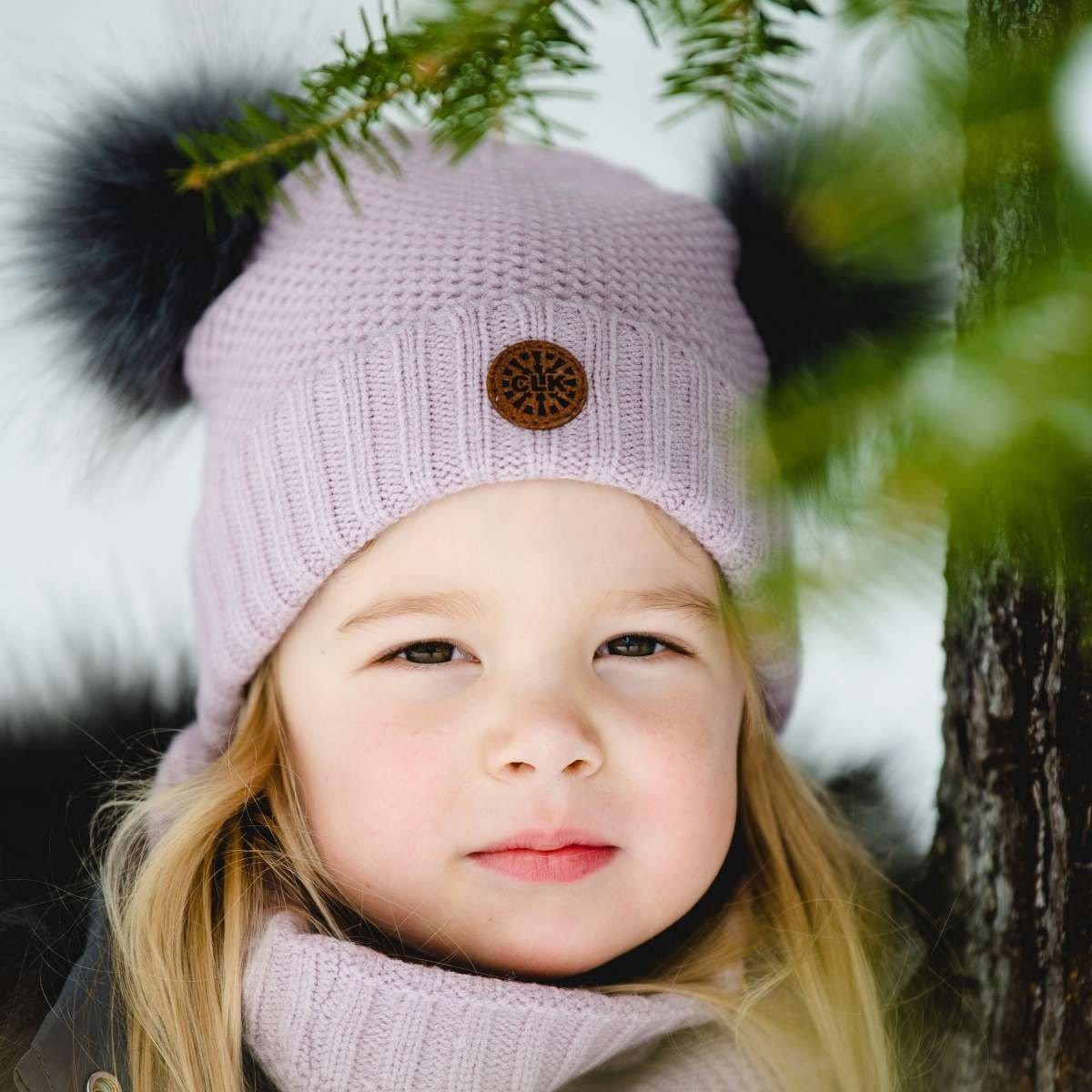 Calikids Knit Double PomPom Hat