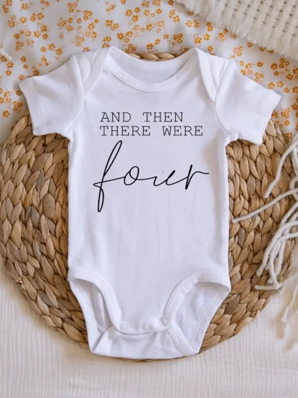 Claire + Bella Then There Were Four Announcement Onesie NB