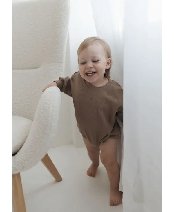 Mila Co. Mila Co. Ribbed Bubble Romper Cappuccino