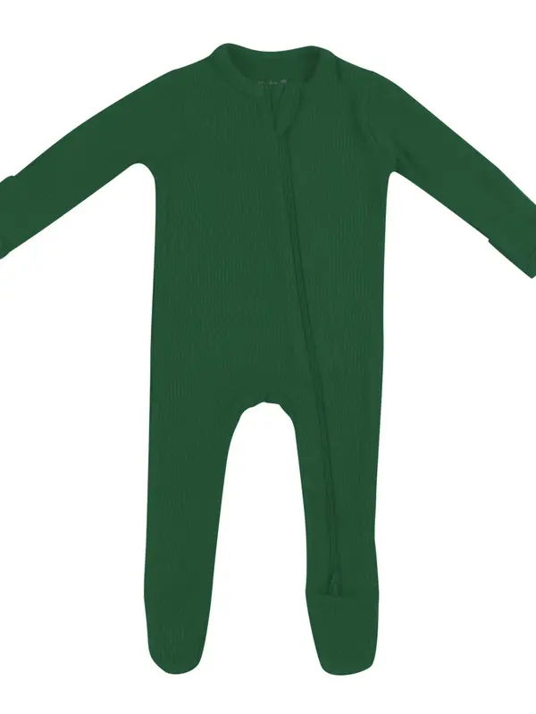 Kyte Ribbed Zippered Footie - Forest