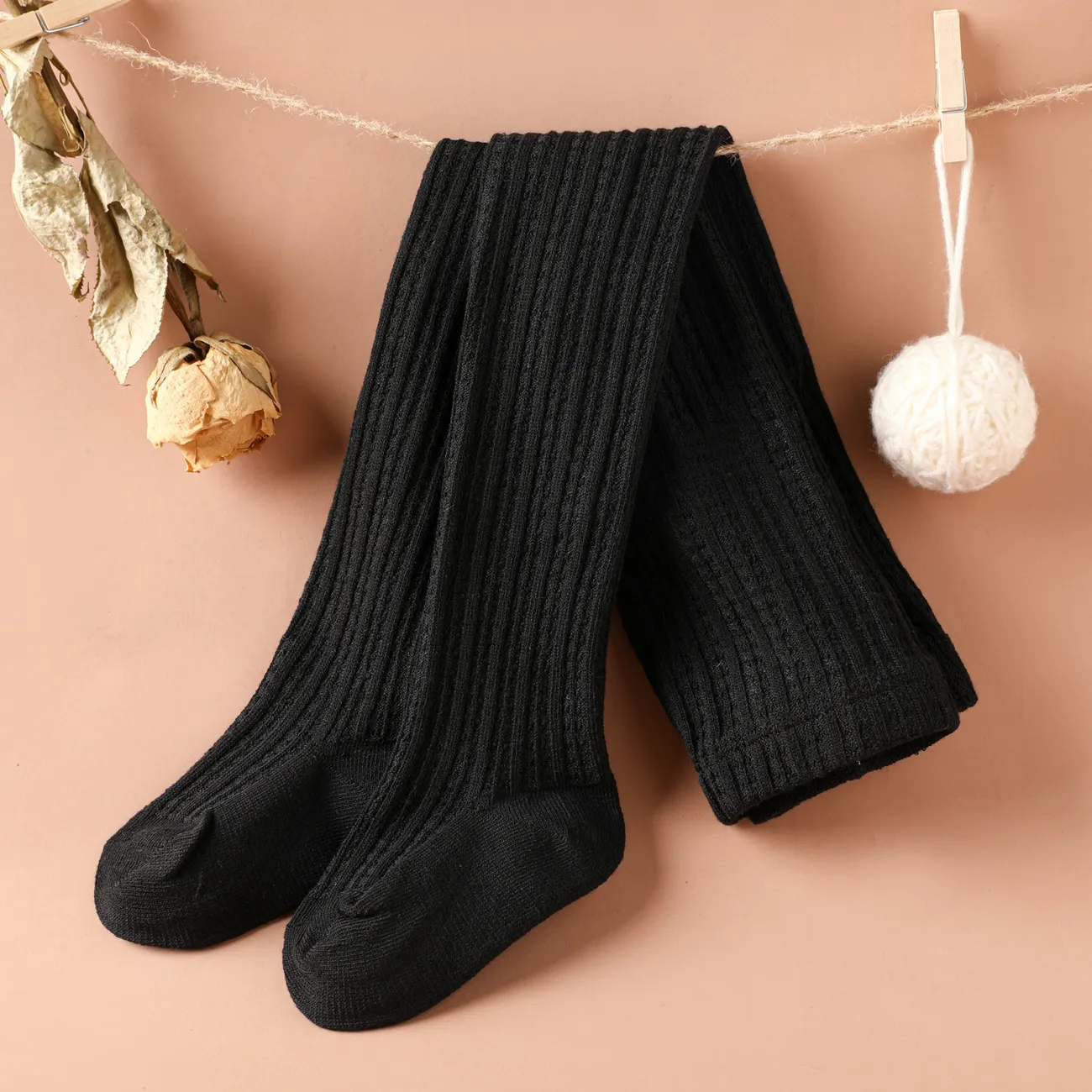 Cable Knit Tights - Black