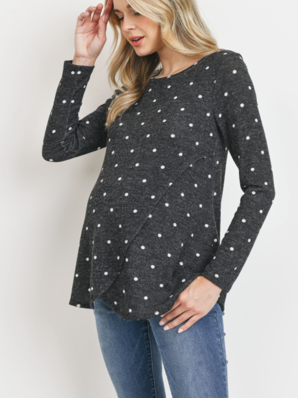 Polka Dot Mir Knit Maternity/Nursing Top - Size Small