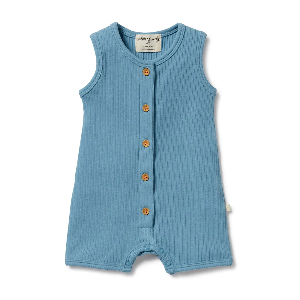 Wilson & Frenchy Rib Growsuit - Sky Blue