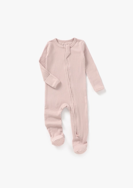 Mila & Co. Ribbed Footie - Blush