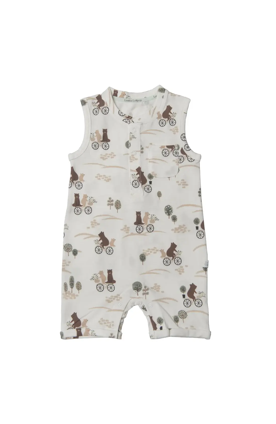 Loulou Lollipop Short Romper - Bears on Bikes