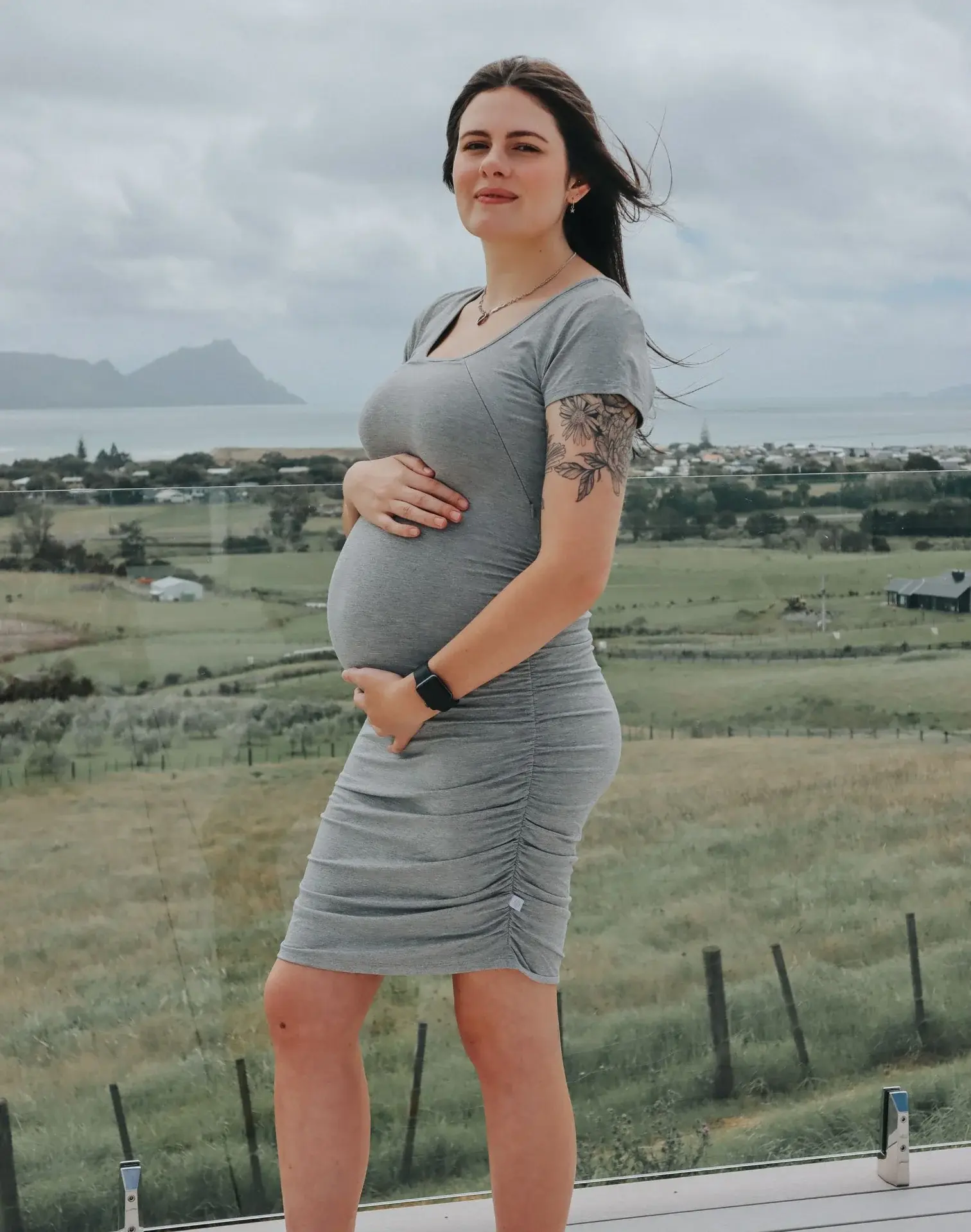 Maternity & Nursing Sadie Dress - Grey Marle