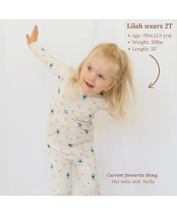 Roobear Bamboo Two Piece Pajamas Blossoms Hello Baby