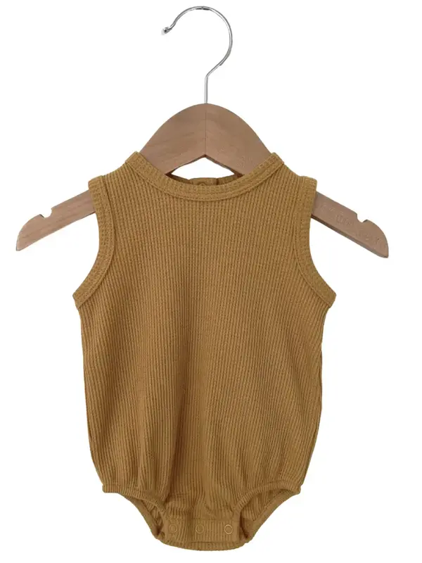 SpearmintLOVE Waffle Bubble Romper - Honey