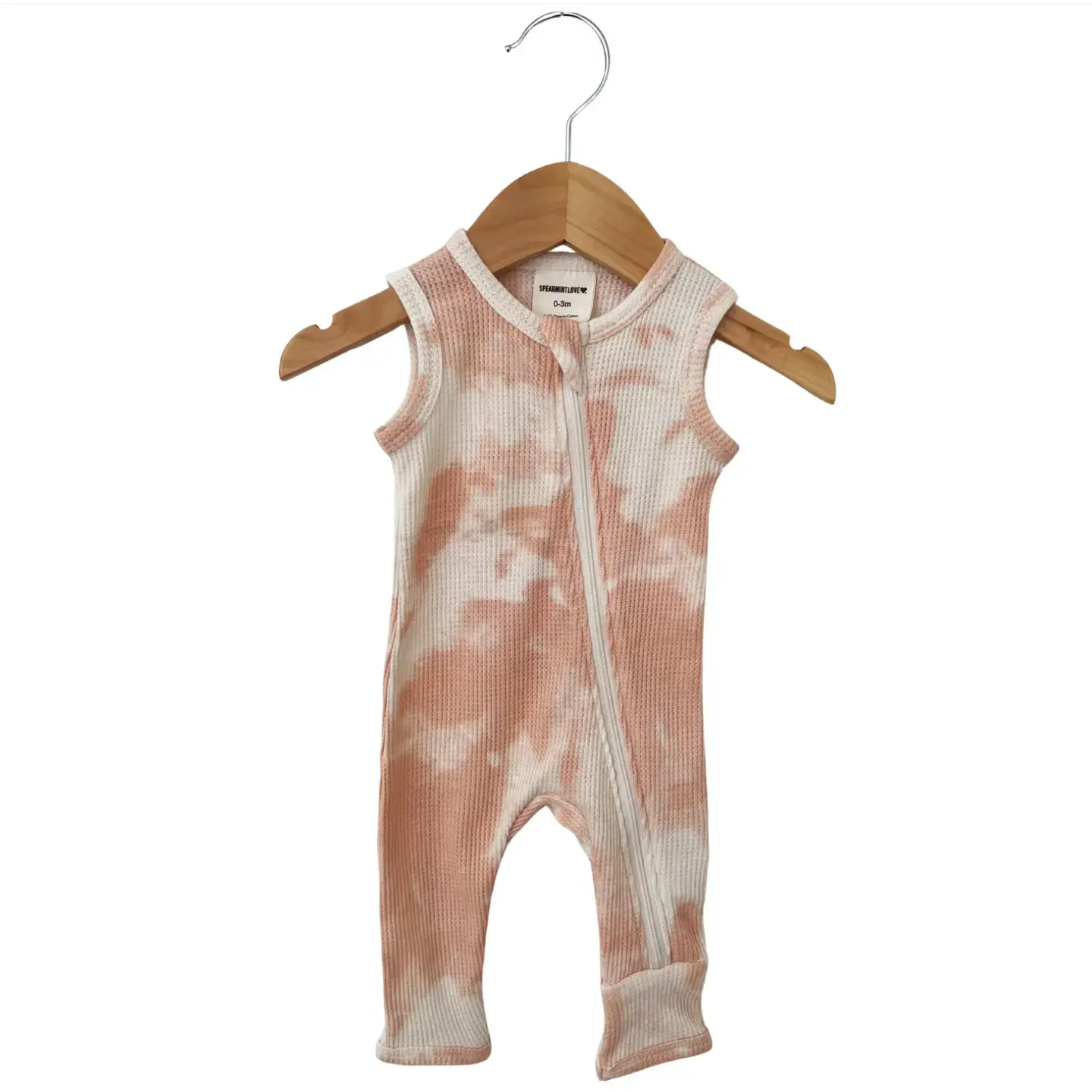 Waffle Sleeveless Romper - Pink Lemonade Tie Dye