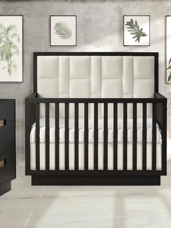 Como Convertible Crib w/ Boucle Beige Upholstered Panel