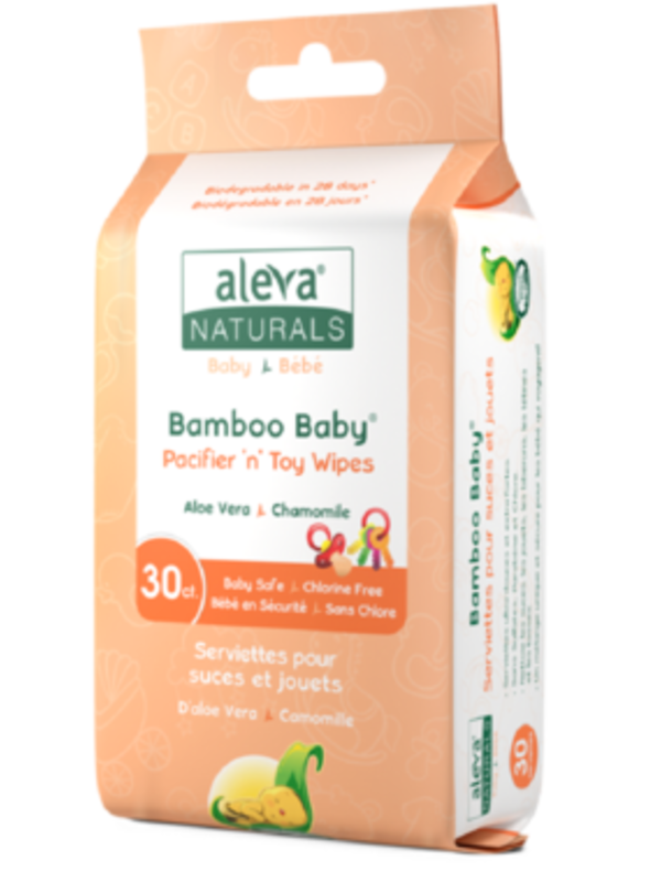 Aleva Naturals Bamboo Baby Pacifier + Toy Wipes
