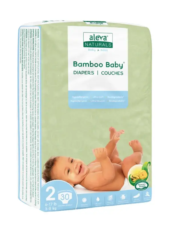 Aleva Naturals Bamboo Baby Diapers - Size 2 (6-17lbs)