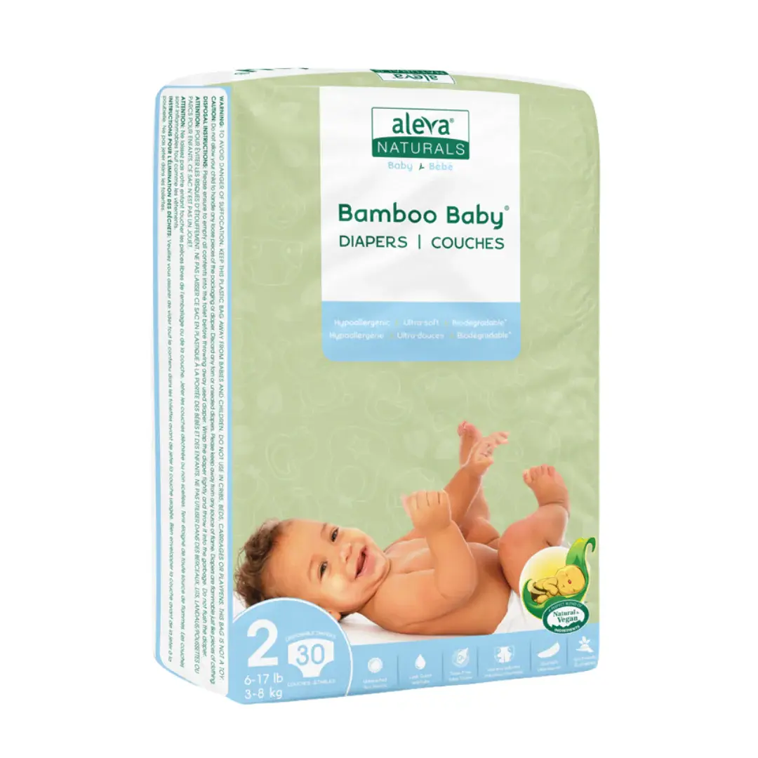 Bamboo Baby Diapers - Size 2 (6-17lbs)