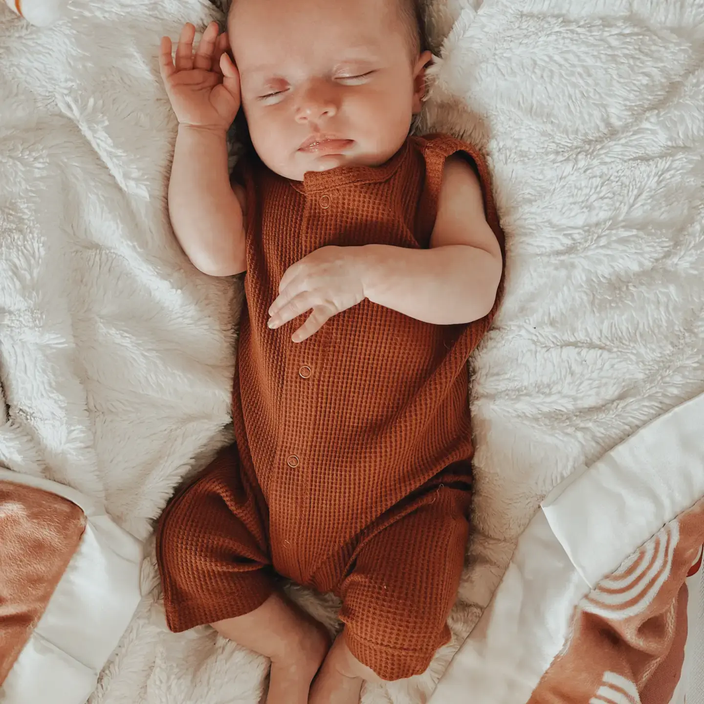 Waffle Easy Romper - Caramel