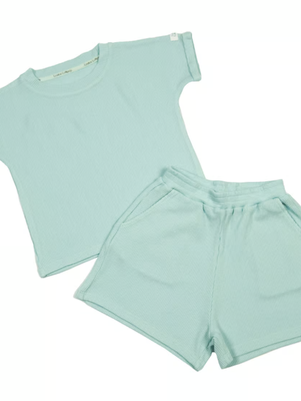 Loulou Lollipop Waffle Top + Bottom - Seaglass