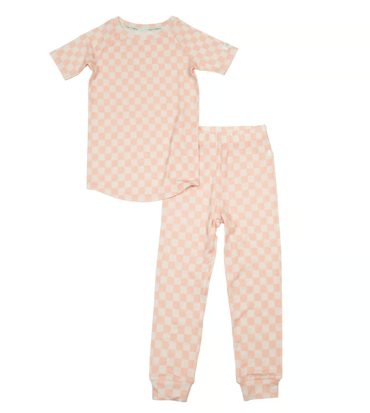 Short Sleeve Pajama Set - Pink Checker