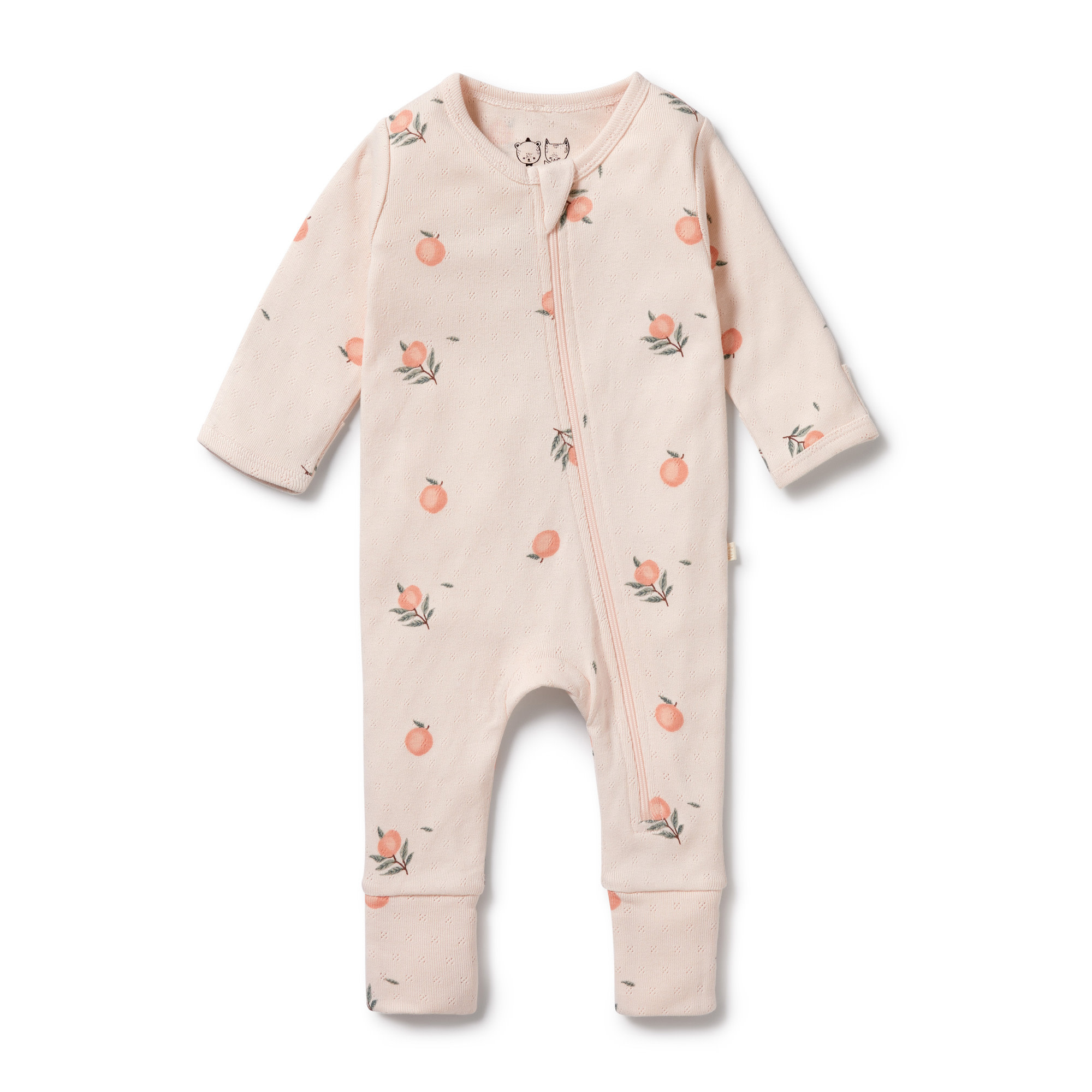 Pointelle Zipsuit w/Feet - Peaches