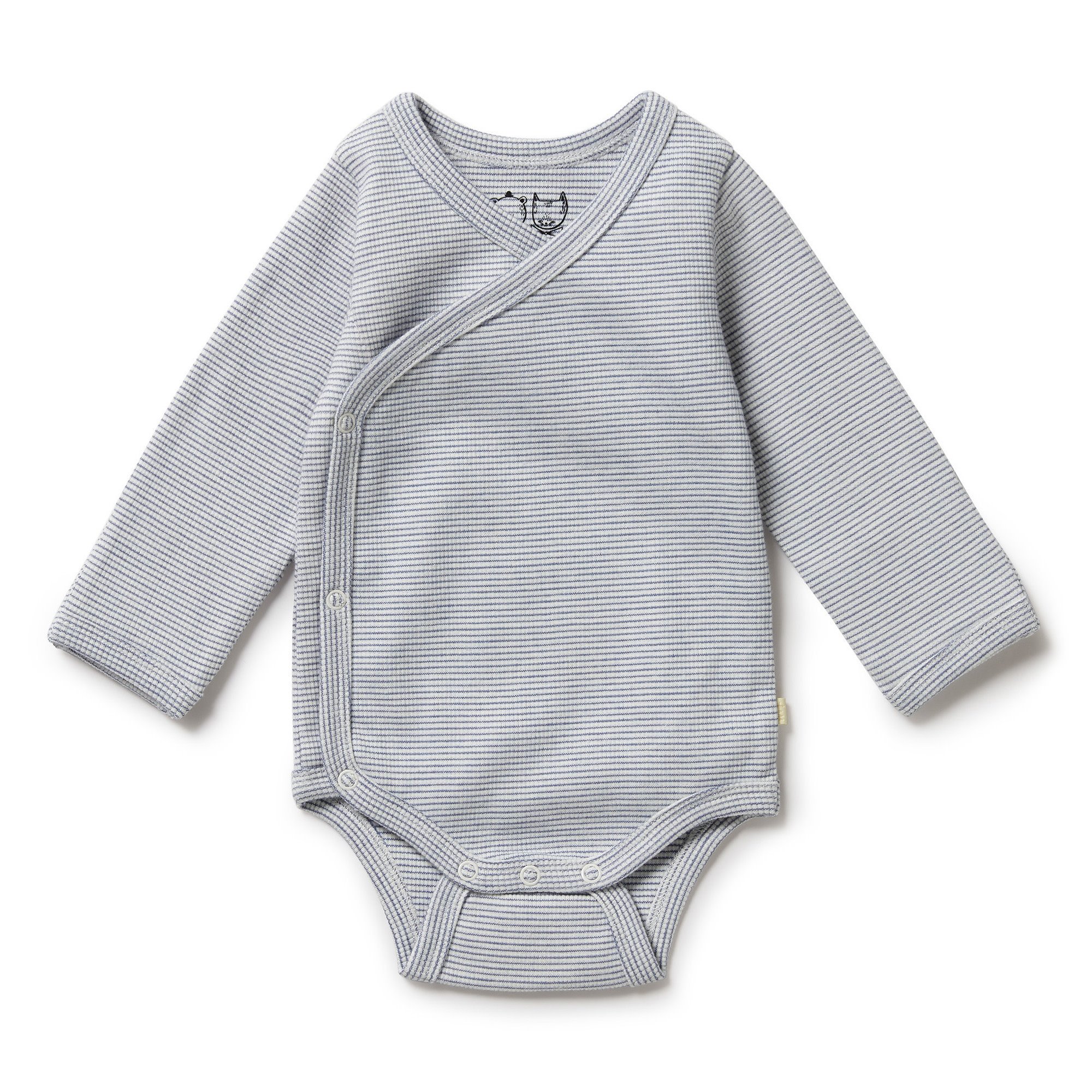Stripe Rib Kimono Bodysuit - Rain Drop