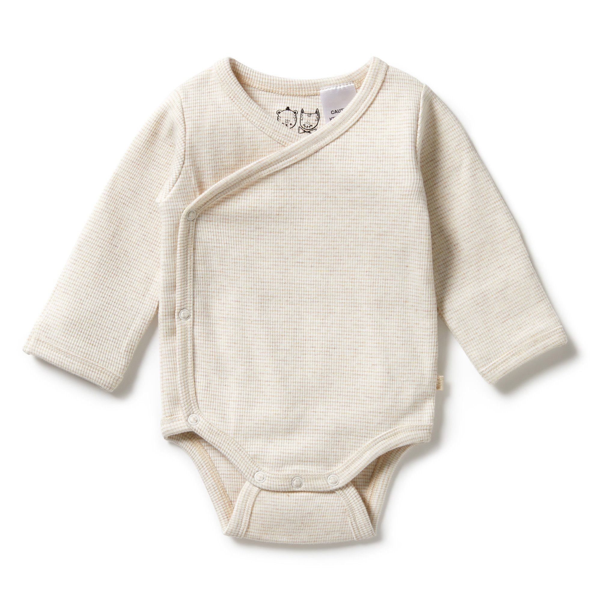Stripe Rib Kimono Bodysuit - Oatmeal