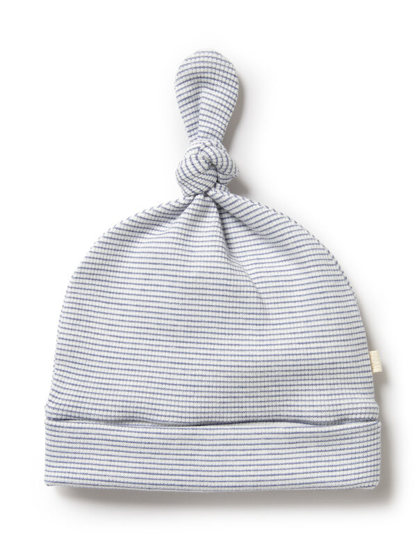 Wilson + Frenchy Stripe Rib Knot Hat - Rain Drop