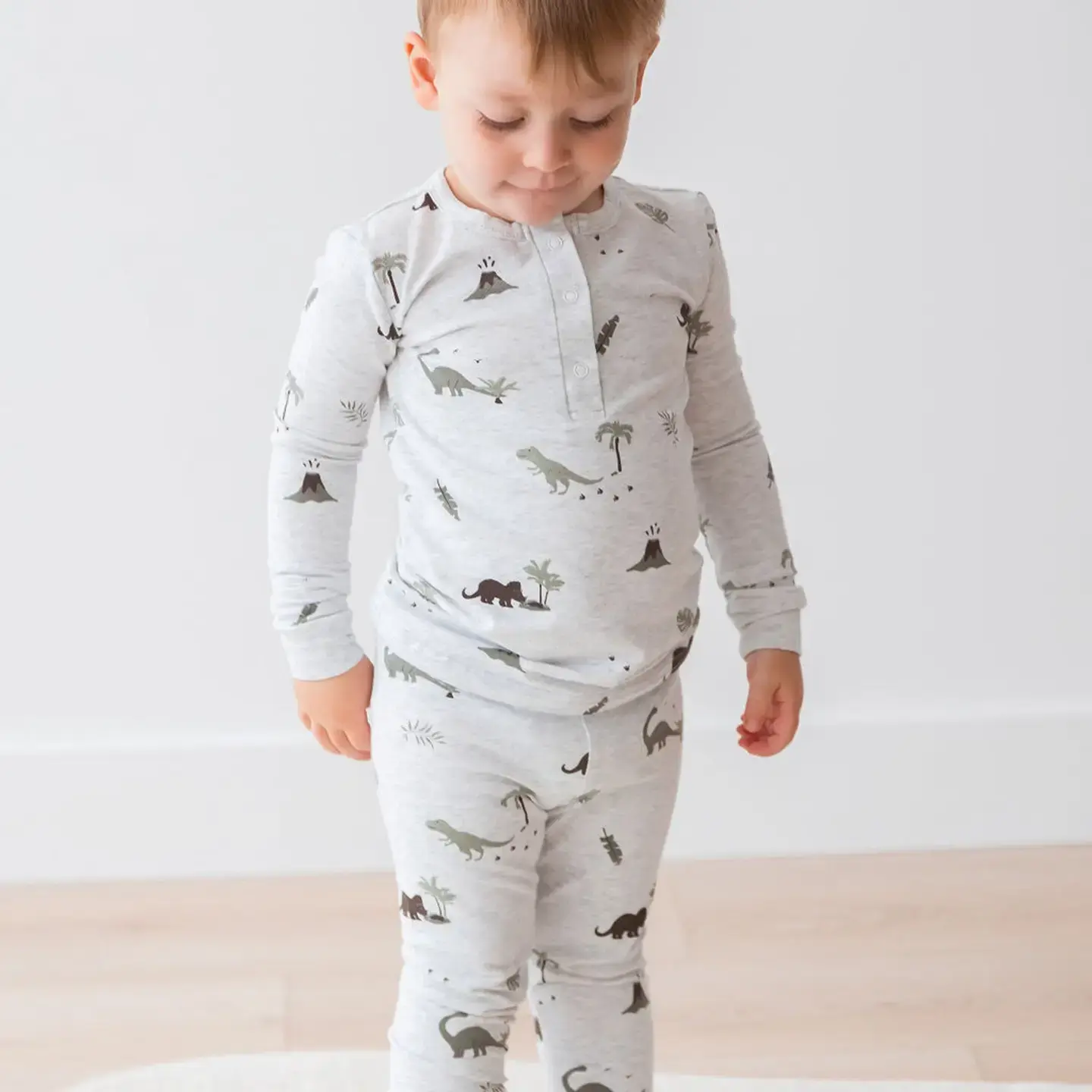 Long Sleeve Henley Set - Dino