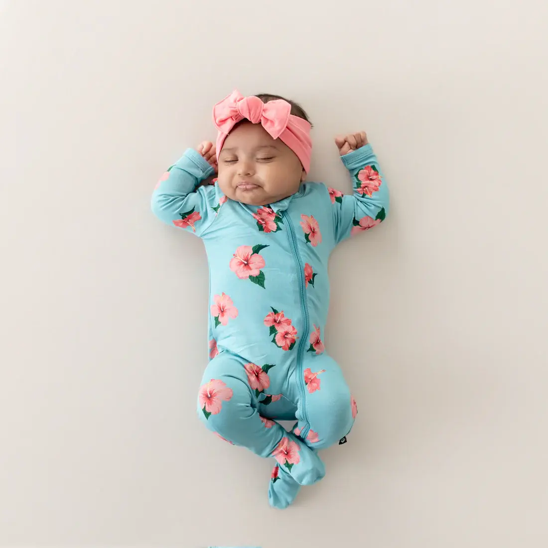 Kyte Zipper Footie - Hibiscus