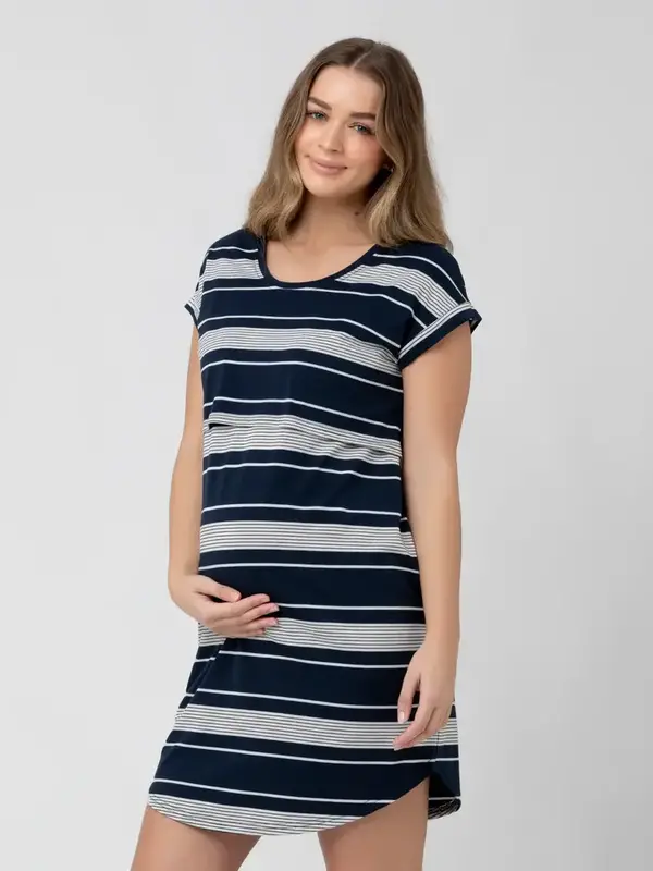 Stevie Lounge Nursing Dress - Navy/Black/White