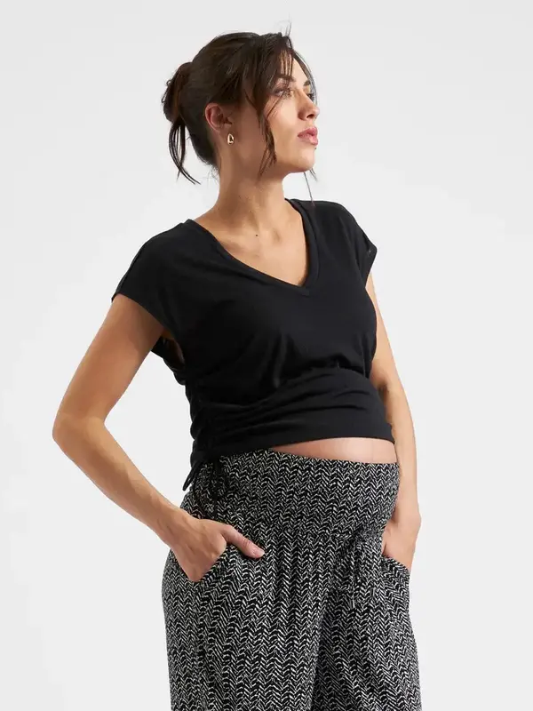 Ziggy Ruched Tee - Black