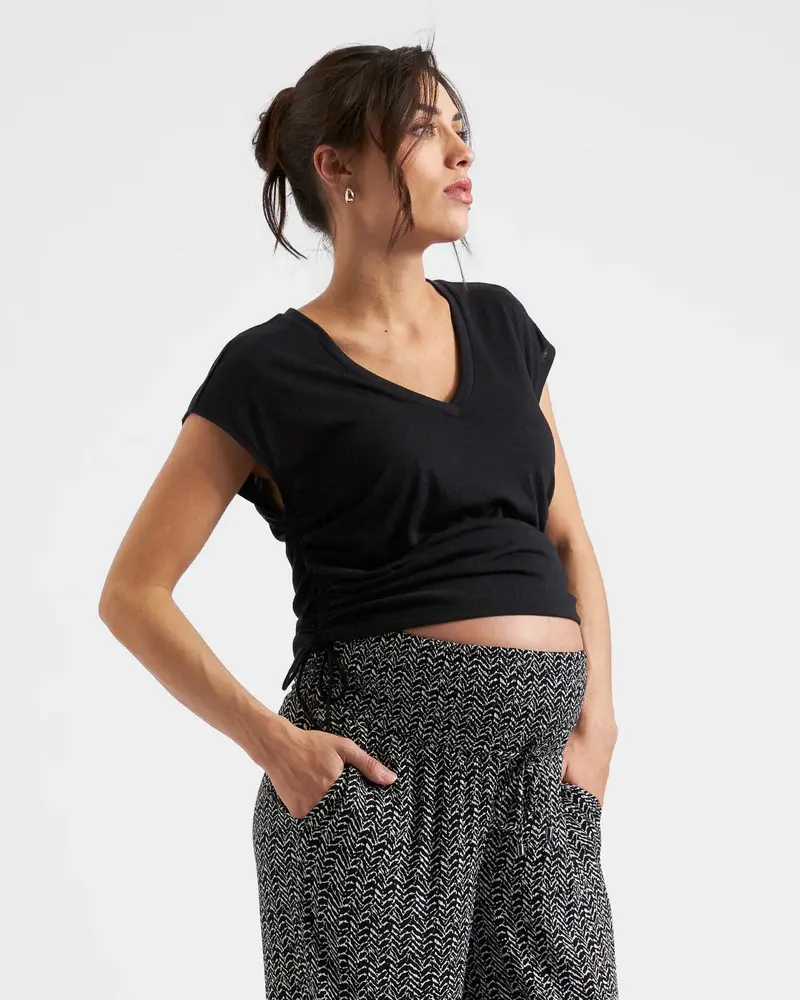 Ziggy Ruched Tee - Black
