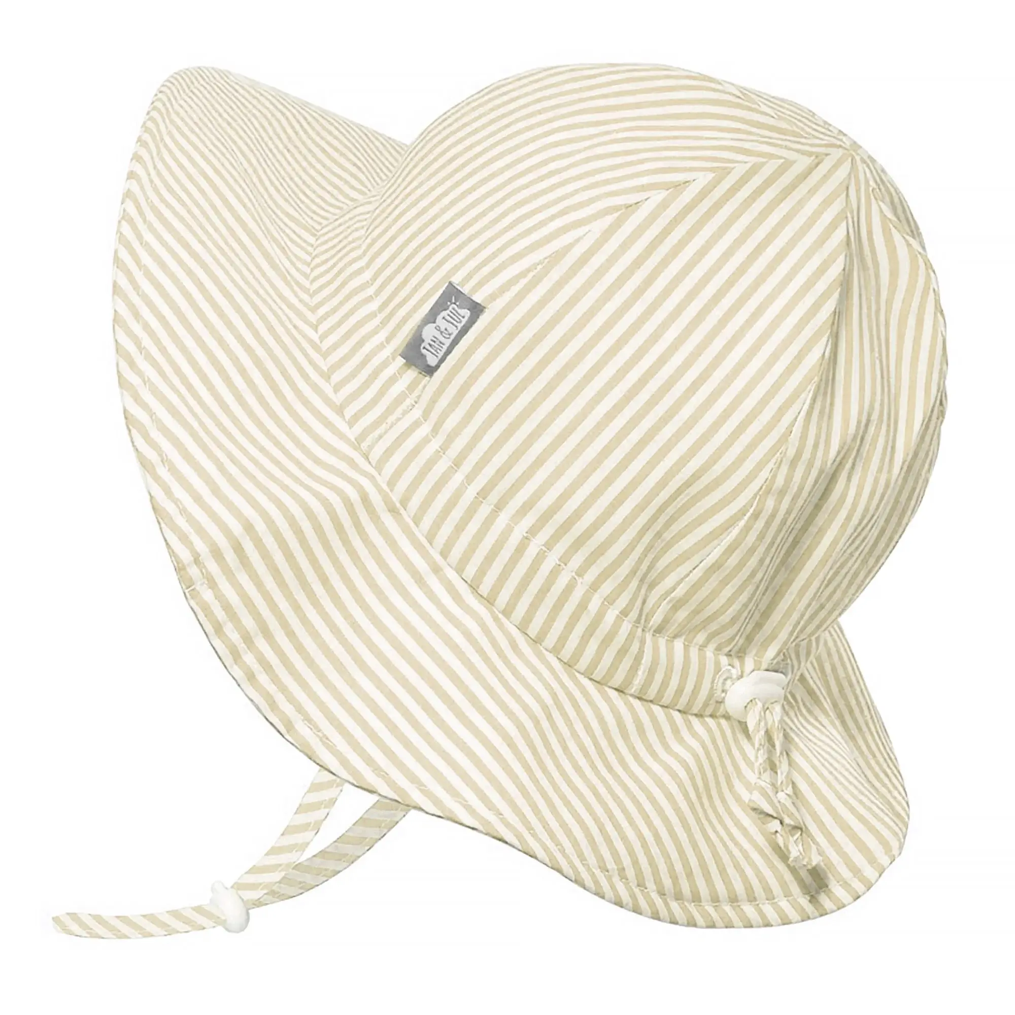 Beige Stripe Cotton Floppy Hat
