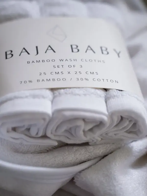Baja Baby Cotton Wash Cloths - 3pk