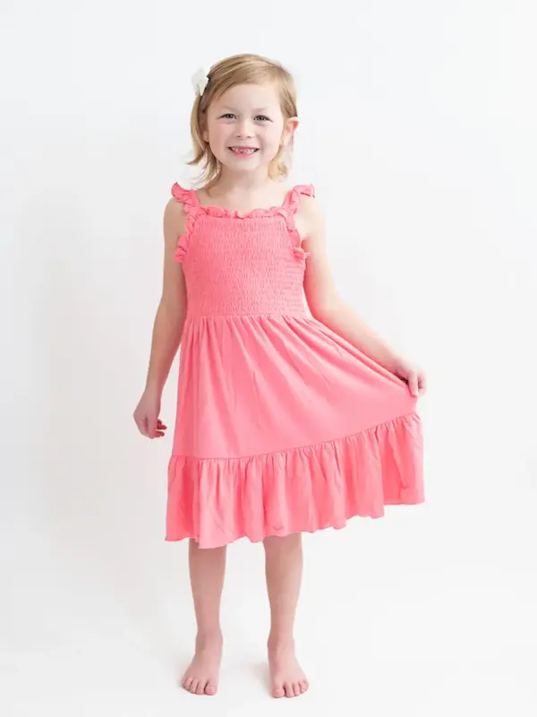 Kyte Smocked Dress - Guava