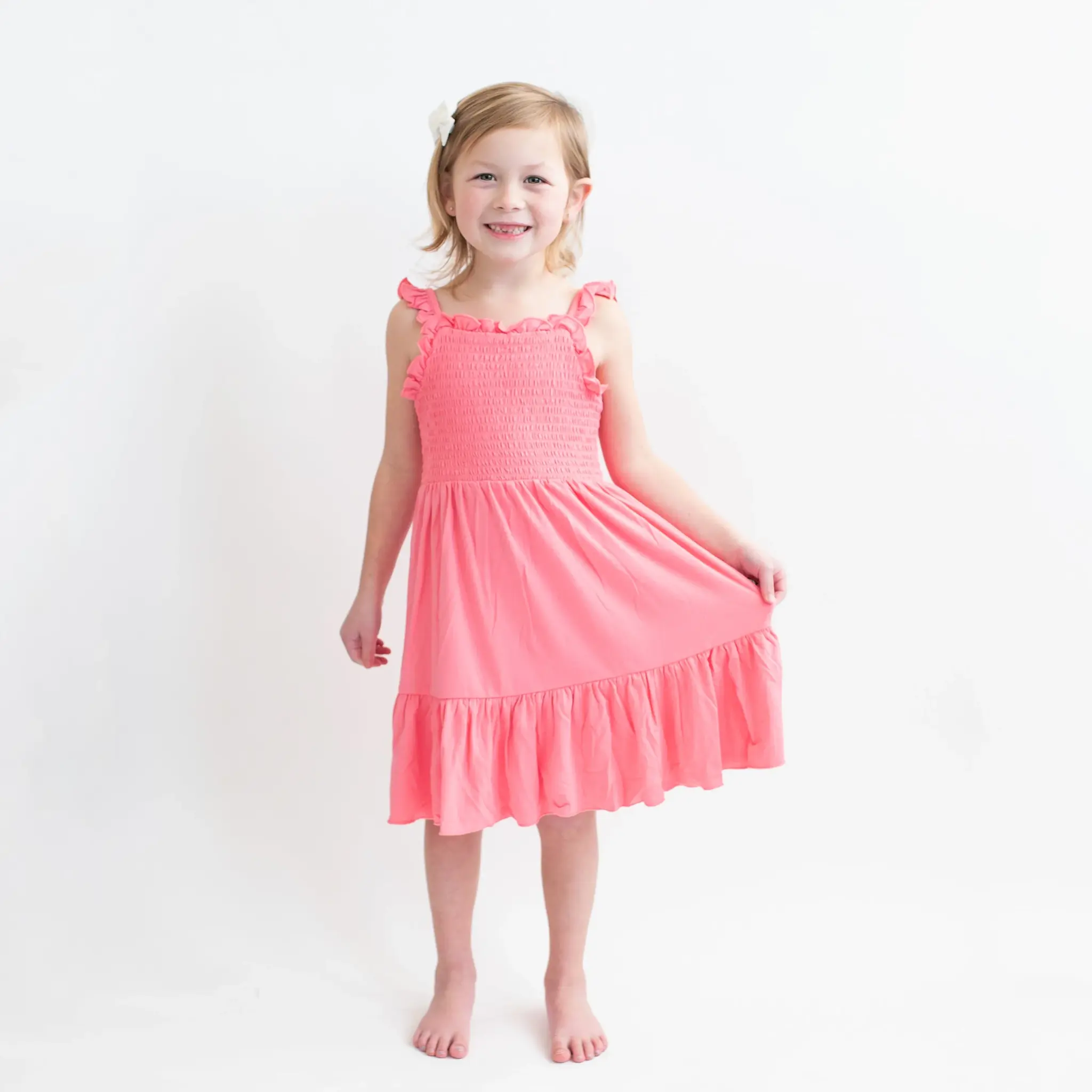 Kyte Smocked Dress - Guava