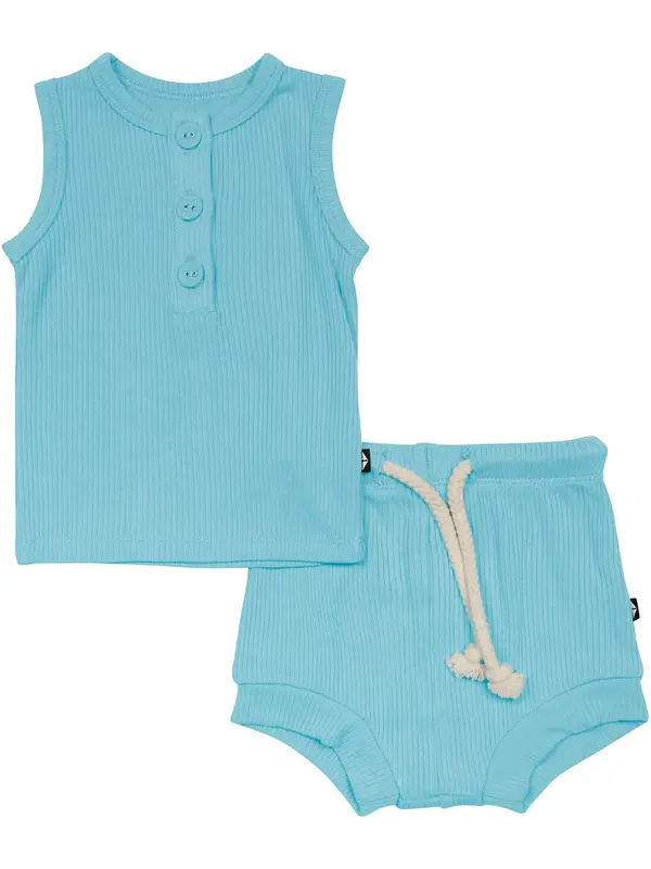 Kyte Rib Henley Tank Set - Makai