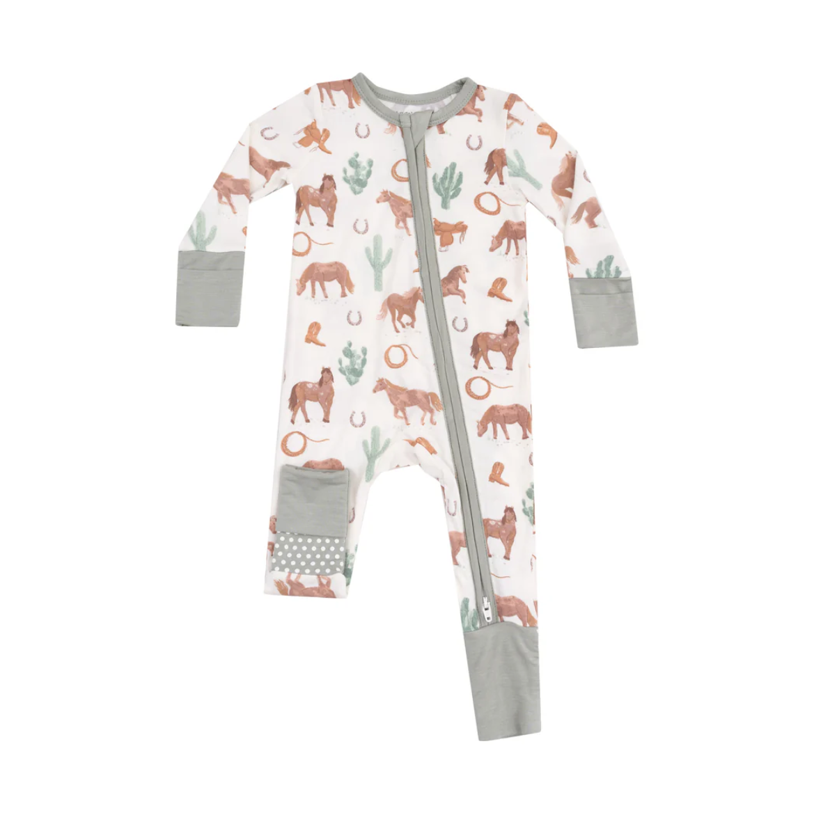 Western Horses Zipper Romper