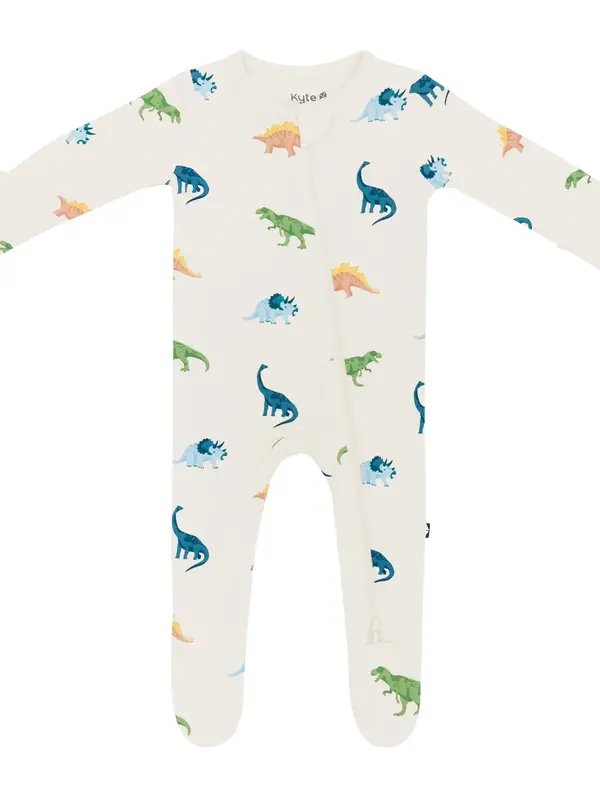 Kyte Zipper Footie - Ecru Roar