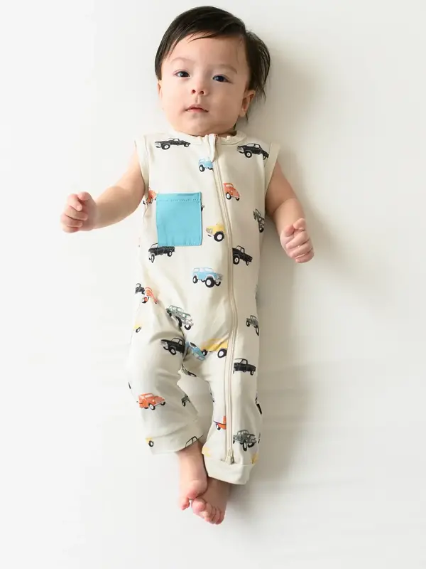Kyte Sleeveless Romper - Vintage Truck