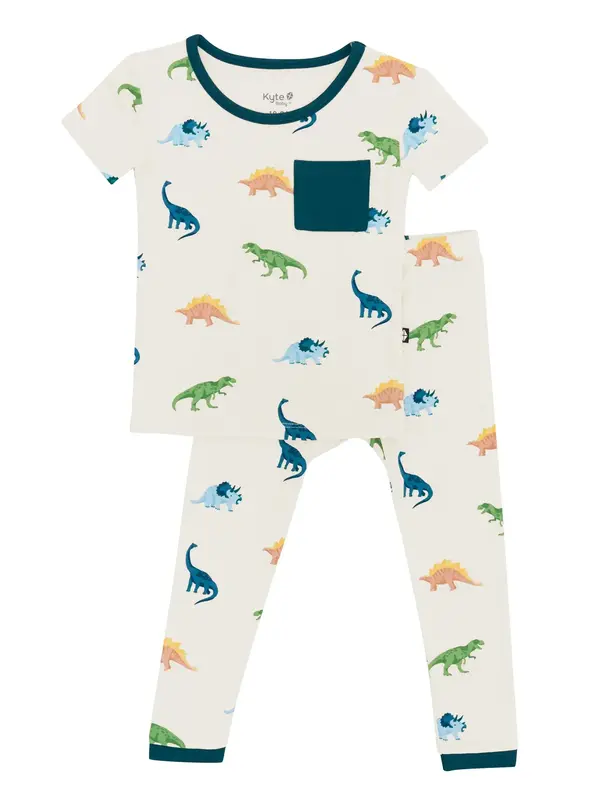 Kyte Short Sleeve w/ Pants Pajama Set - Ecru Roar