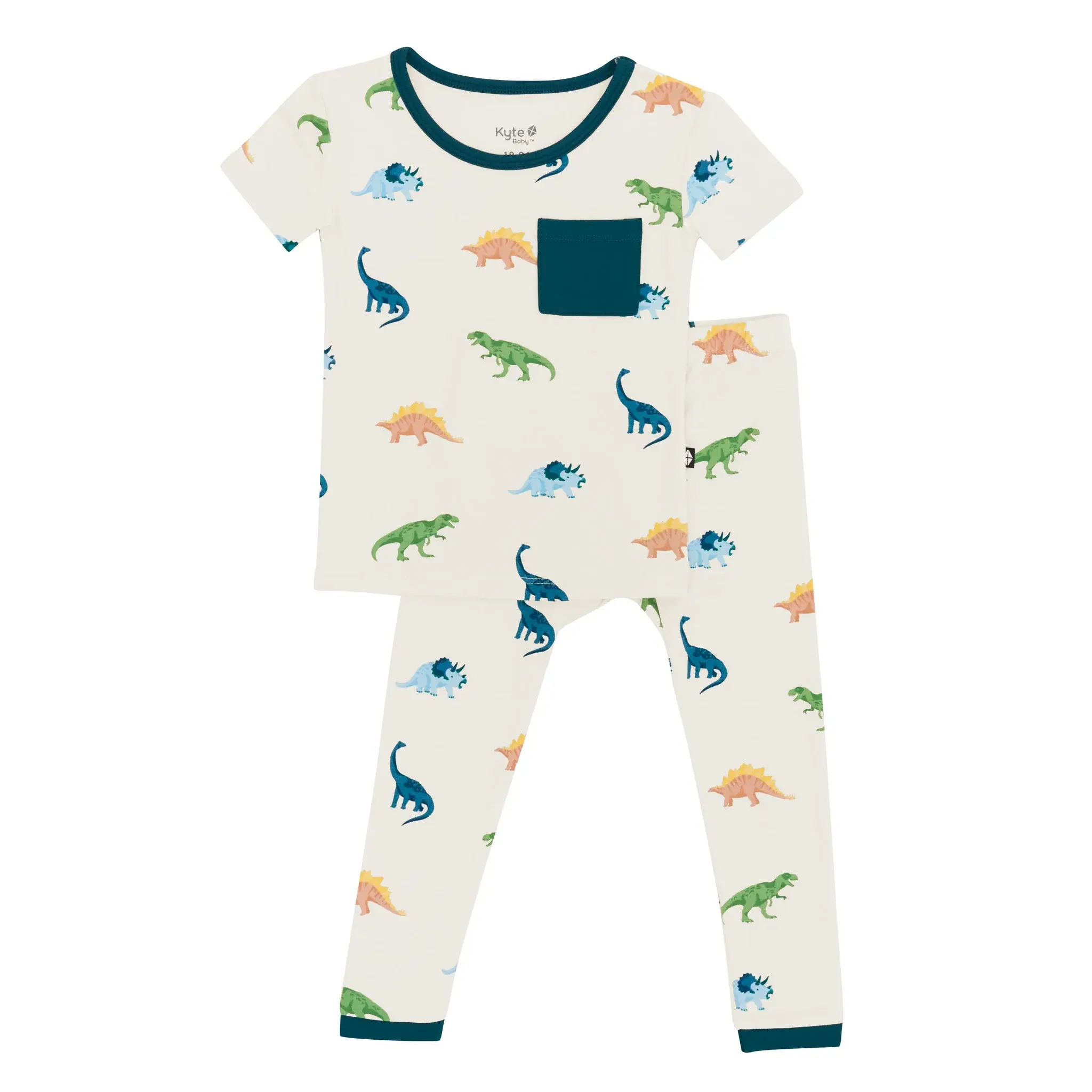 Kyte Short Sleeve w/ Pants Pajama Set - Ecru Roar