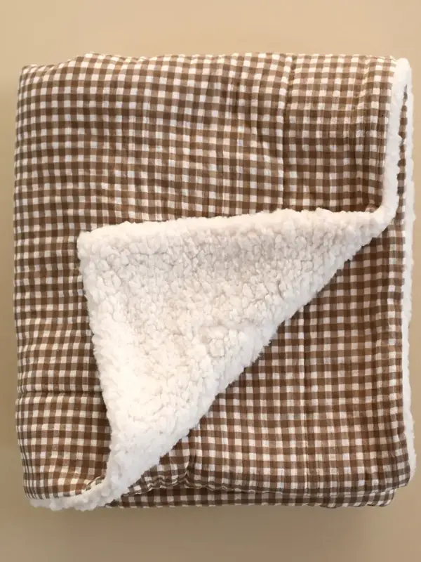 Minika Muslin + Sherpa Blanket - Vichy Brown