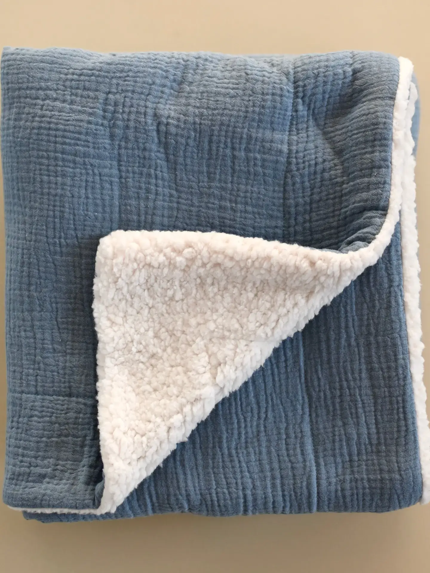 Muslin + Sherpa Blanket - Billy Blue