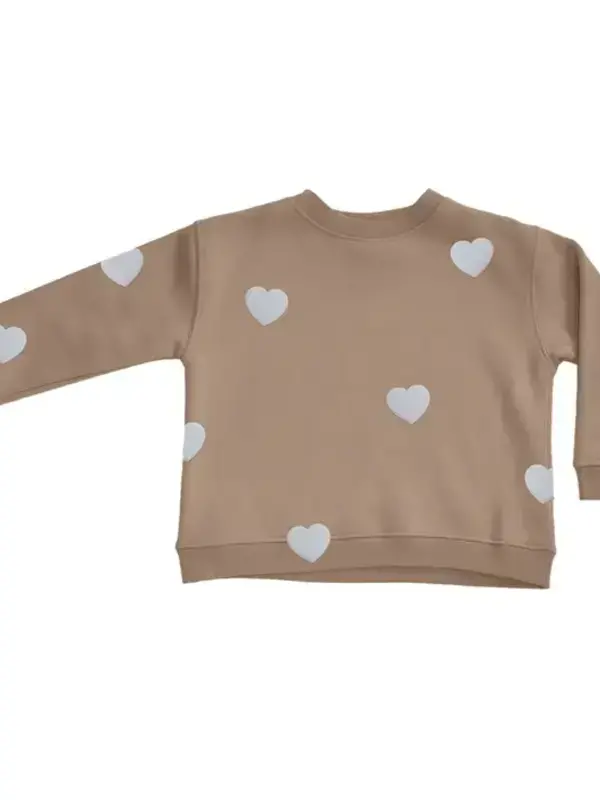 Brunette The Label Chestnut Hearts All Over Crew