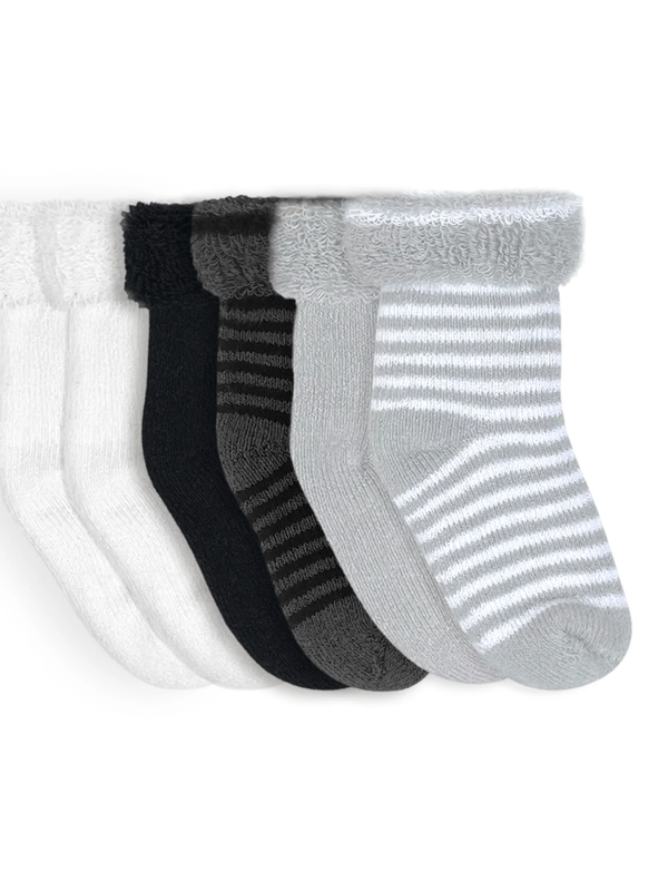 Kushies Terry Socks - Black/White/Grey