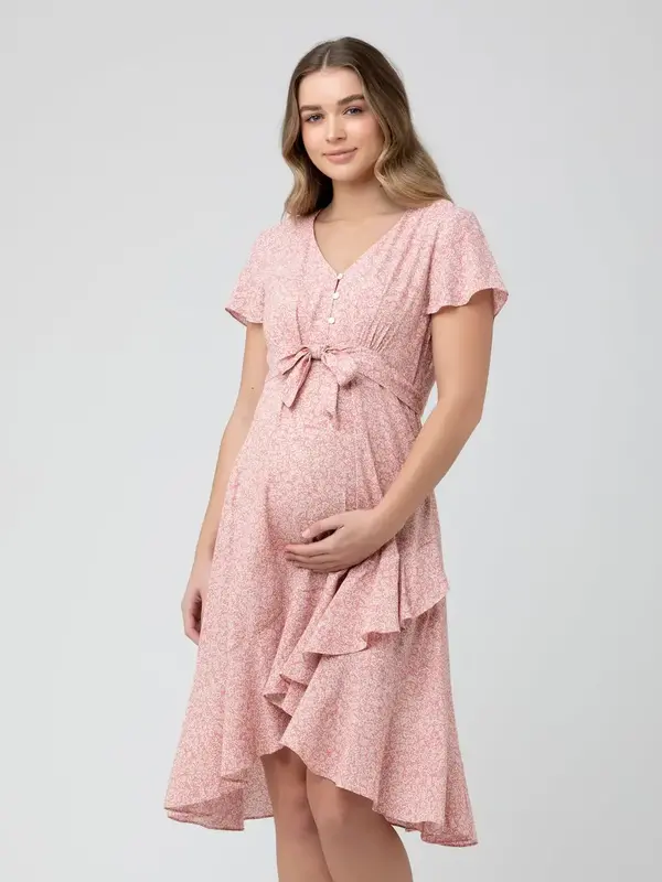 Dusty Coral Vanessa Tie Front Dress - Size Large